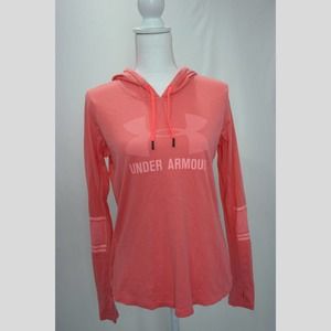 Under Armour S Salmon Logo Long Sleeve Workout Hoodie Light Weight!